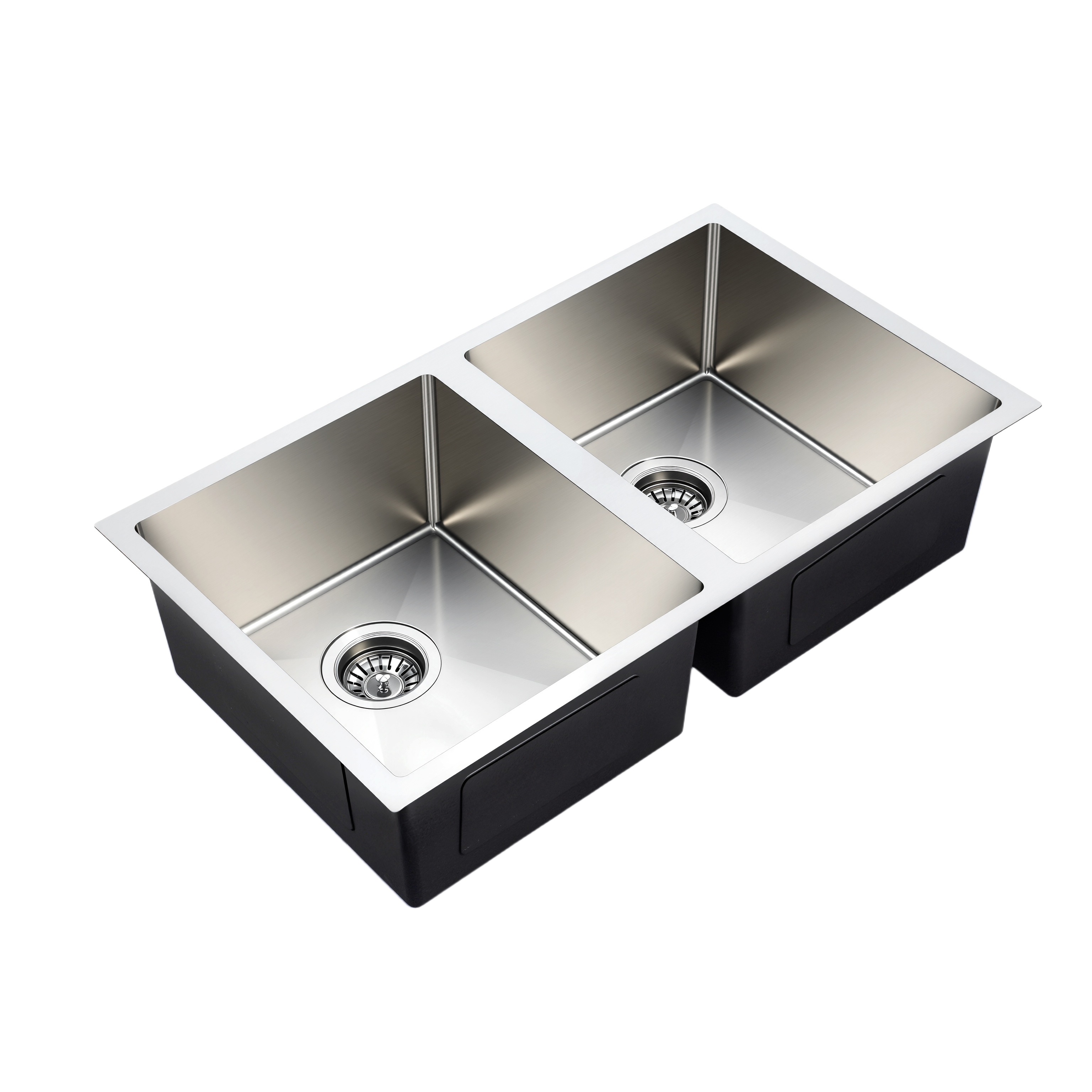 Brushed Silver Kitchen Sink Double Bowl 770x450mm Noxwell KSSV-7745-D