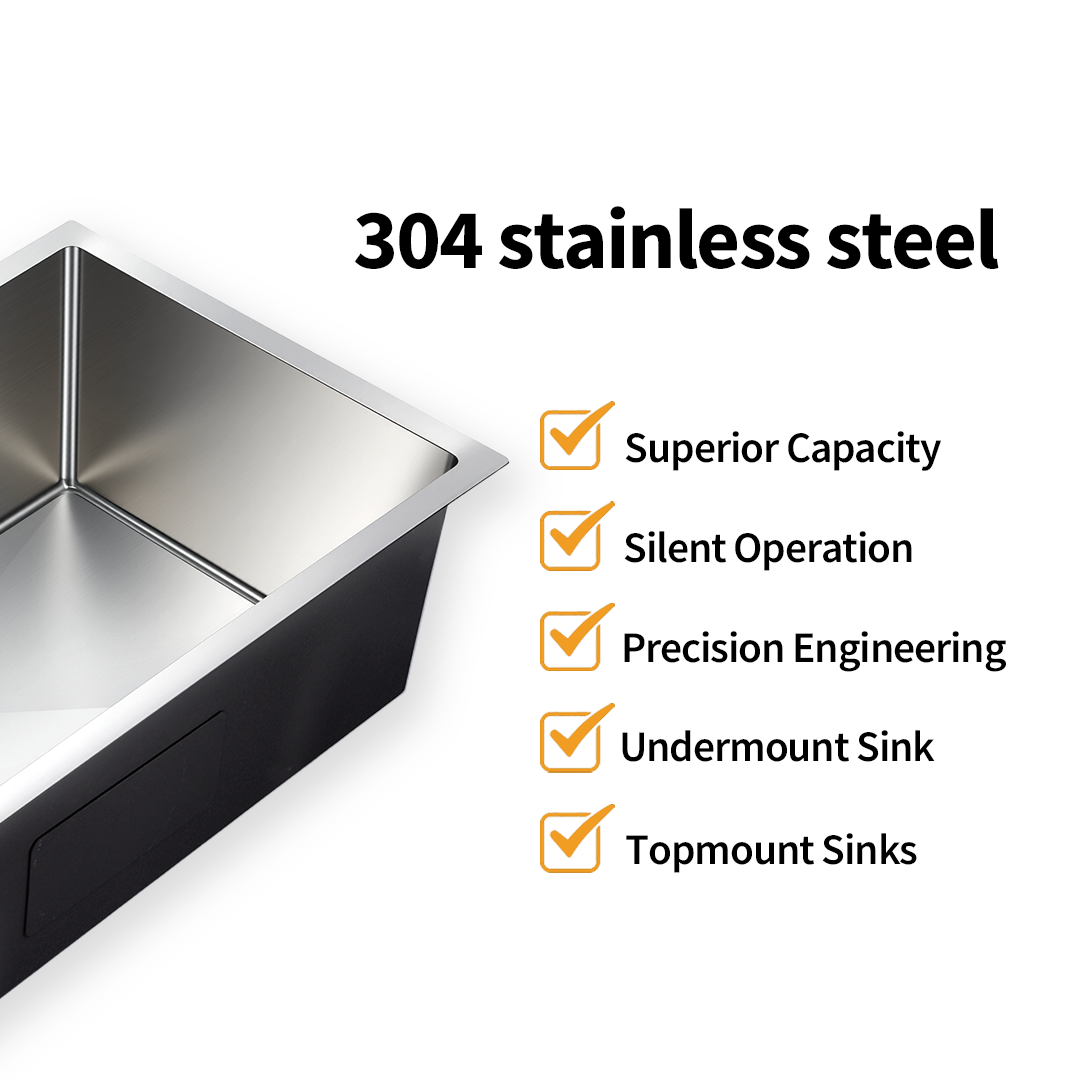 Brushed Silver Kitchen Sink Single Bowl 770x450mm 250mm Deep Noxwell KSSV-7745