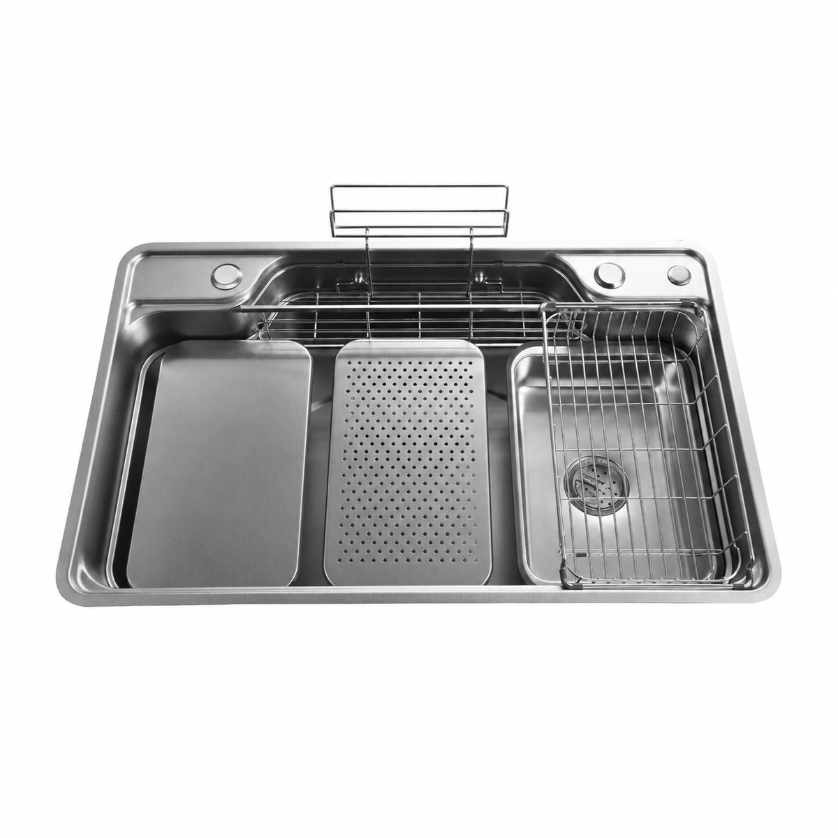 Brushed Stainless Steel Workstation Kitchen Sink Single Bowl with Accessories 772x492mm×270mm Deep Noxwell KSSV-7749