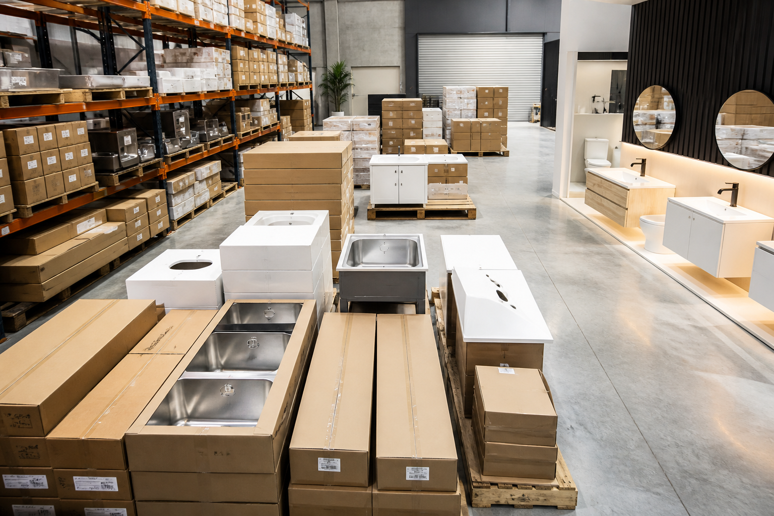Noxwell warehouse stock and showroom display